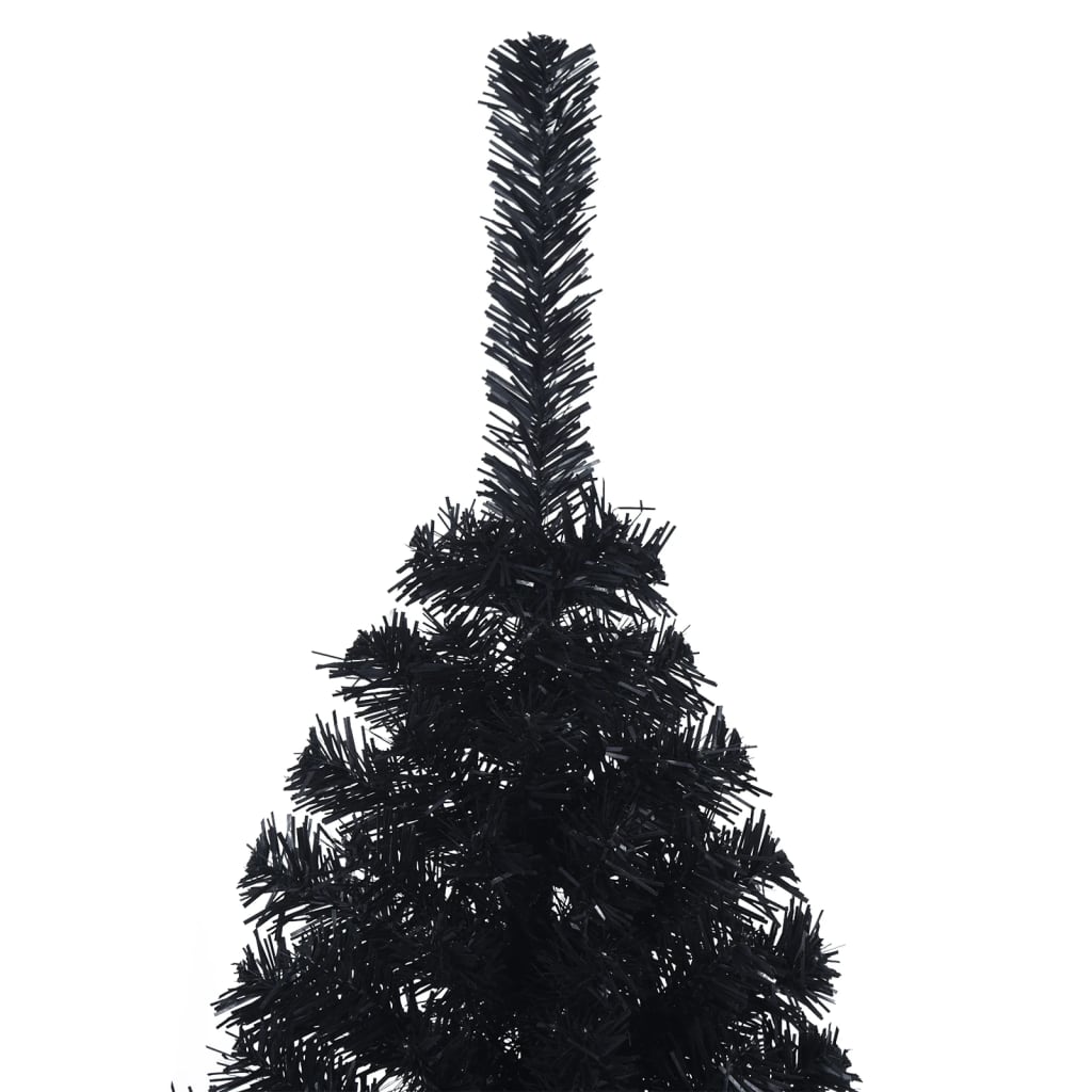 Kunstkerstboom met standaard half 120 cm PVC zwart