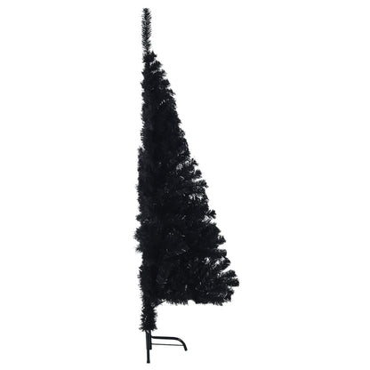 Kunstkerstboom met standaard half 150 cm PVC zwart