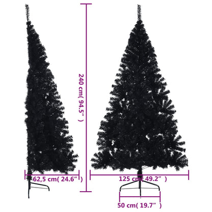 Kunstkerstboom met standaard half 240 cm PVC zwart