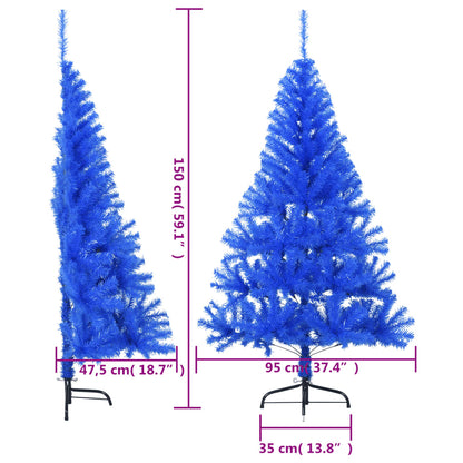 Kunstkerstboom met standaard half 150 cm PVC blauw