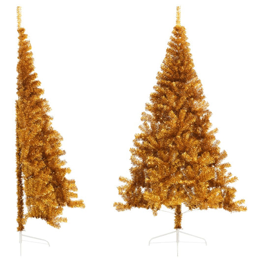 Künstlicher Weihnachtsbaum halb mit Ständer 210 cm PET goldfarben