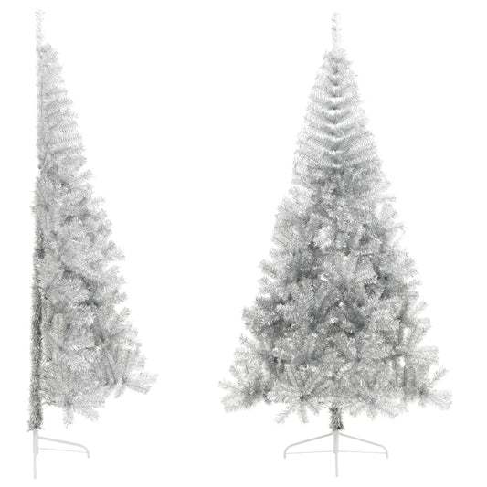 Künstlicher Weihnachtsbaum halb mit Ständer 210 cm PET silberfarben