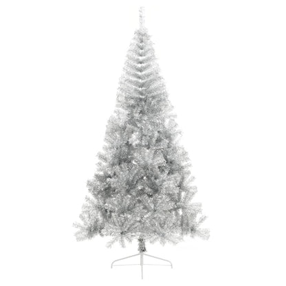 Kunstkerstboom half met standaard 210 cm PET zilverkleurig