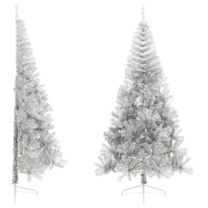 Künstlicher Weihnachtsbaum halb mit Ständer 240 cm PET silberfarben