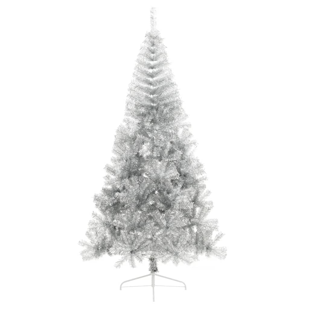 Kunstkerstboom half met standaard 240 cm PET zilverkleurig