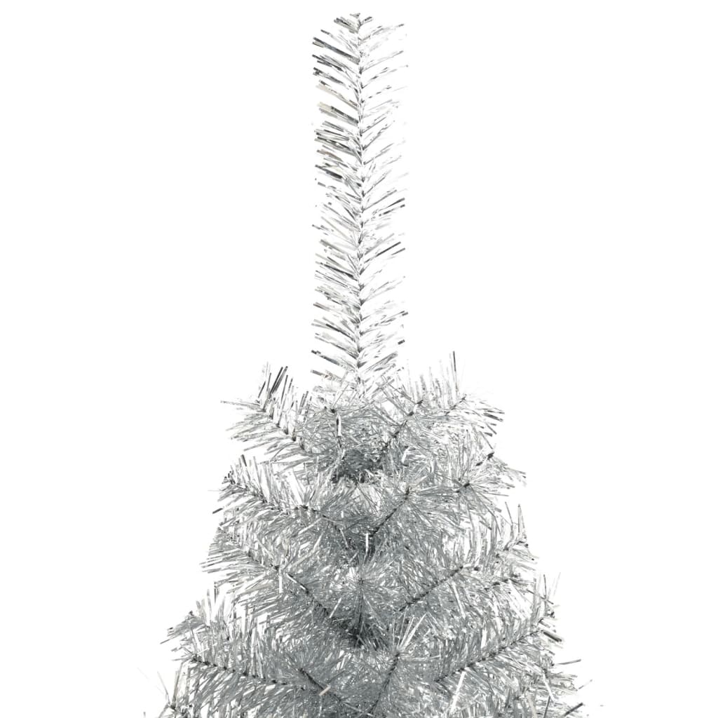 Künstlicher Weihnachtsbaum halb mit Ständer 240 cm PET silberfarben