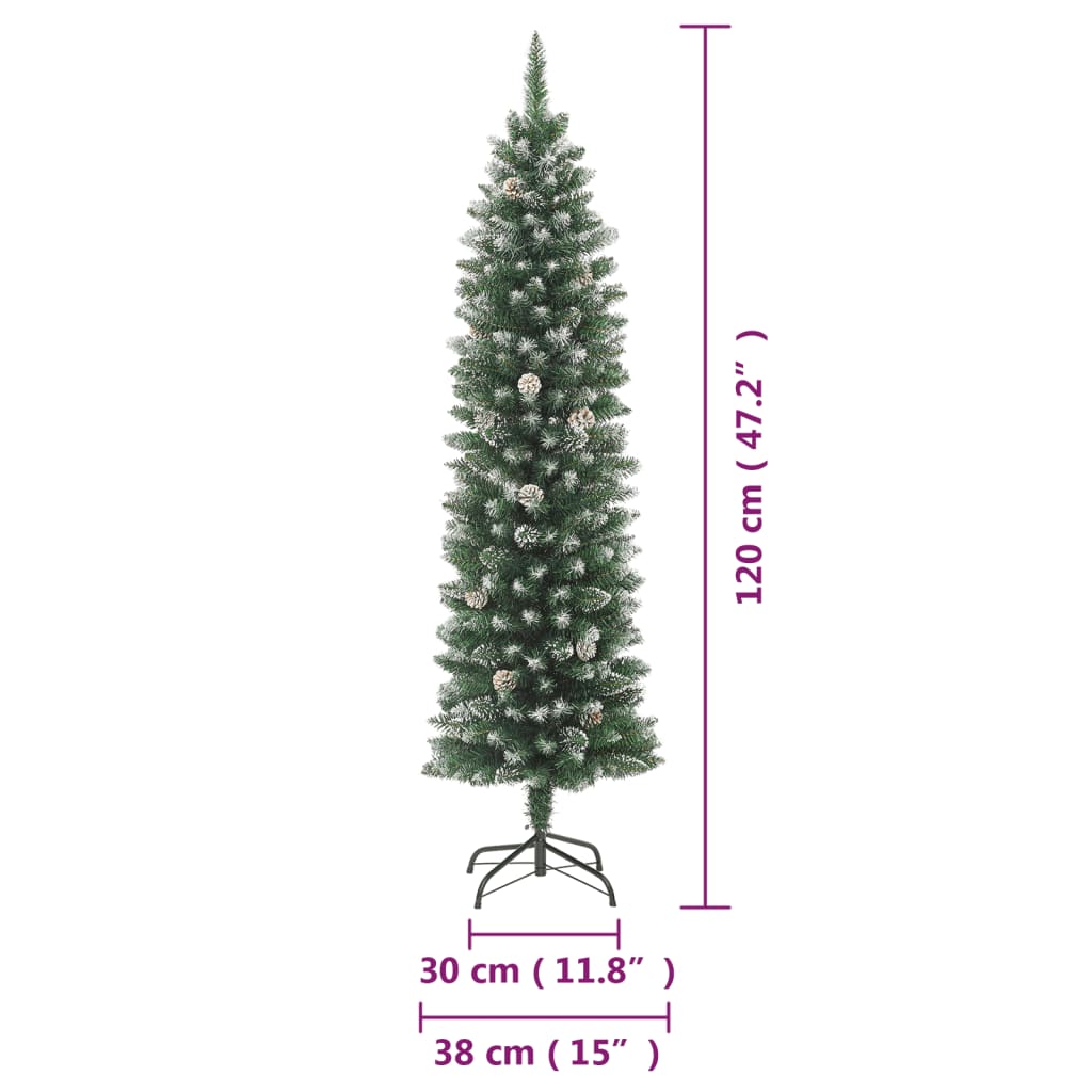 Künstlicher Weihnachtsbaum mit Stamm schmal 120 cm PVC