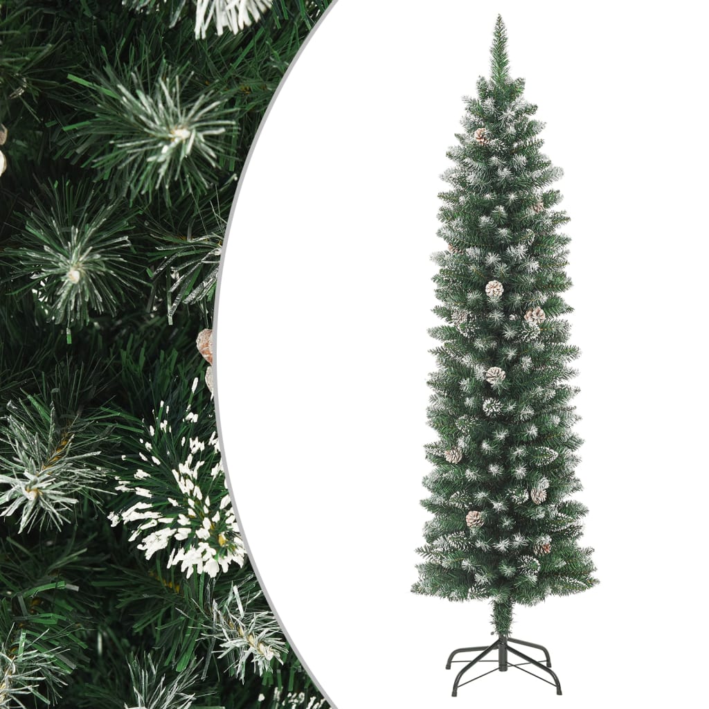 Kunstkerstboom smal met standaard 210 cm PVC