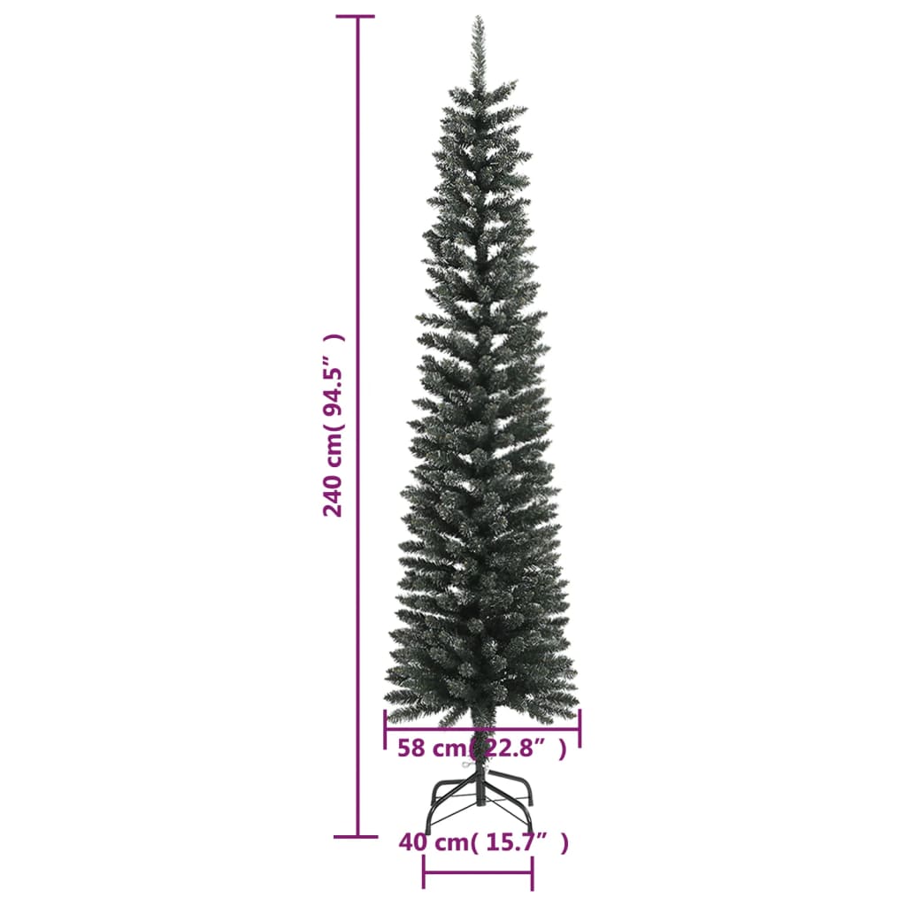 Künstlicher Weihnachtsbaum mit Stamm schmal 240 cm PVC grün