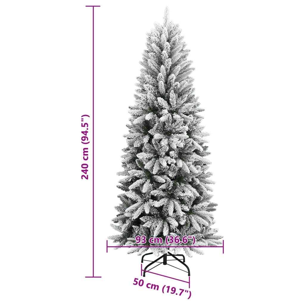 Kunstkerstboom met sneeuw 240 cm PVC en PE