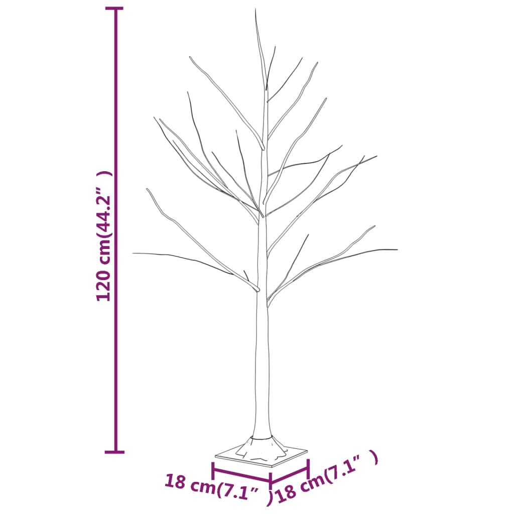 Berkenboom LED 48 LED's warmwit 120 cm wit