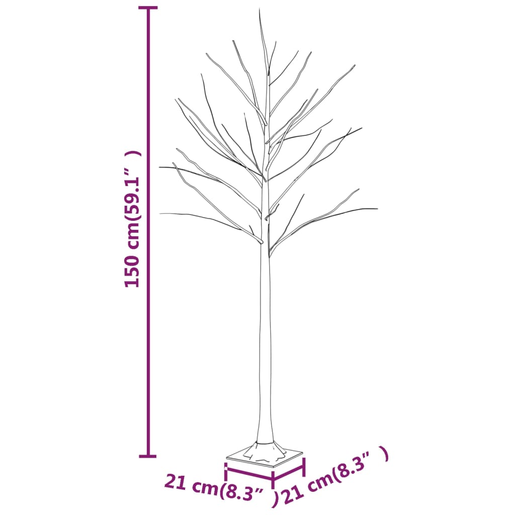 Berkenboom LED 72 LED's warmwit 150 cm wit