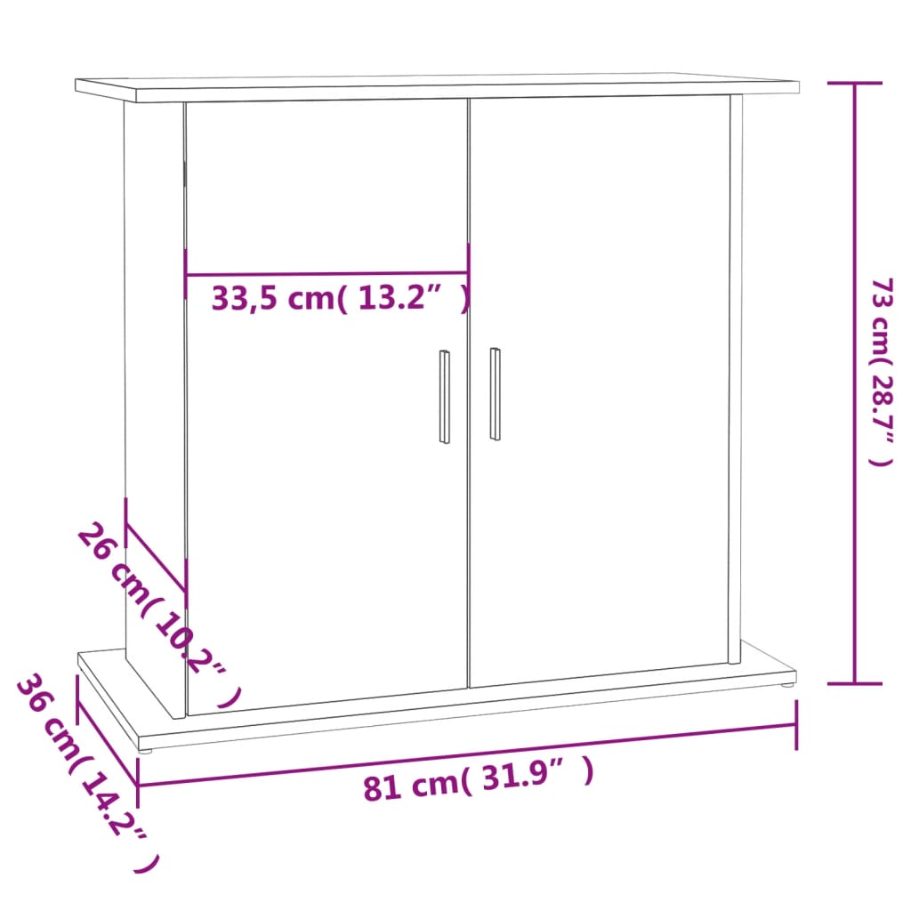 Aquarienständer 81x36x73 cm verarbeitetes Holz schwarz