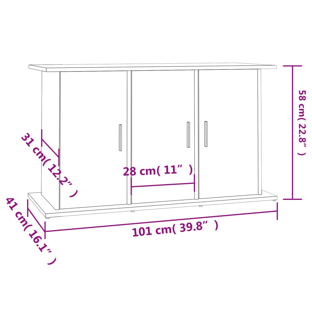 Aquariumstandaard 101x41x58 cm bewerkt hout gerookt eikenkleur