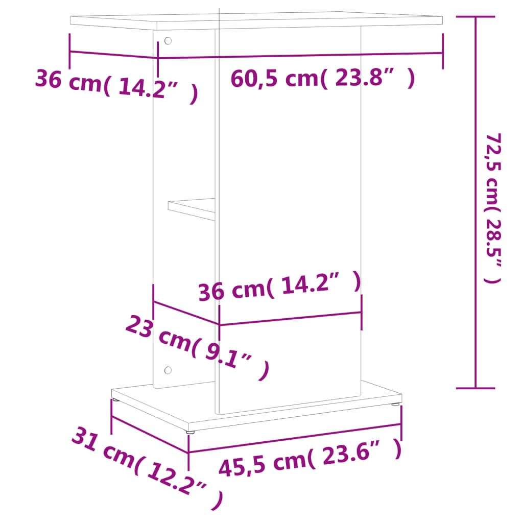 Aquariumstandaard 60,5x36x72,5 cm bewerkt hout wit