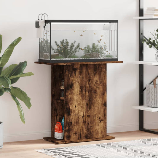 Aquariumstandaard 75x36x72,5 cm bewerkt hout gerookt eiken