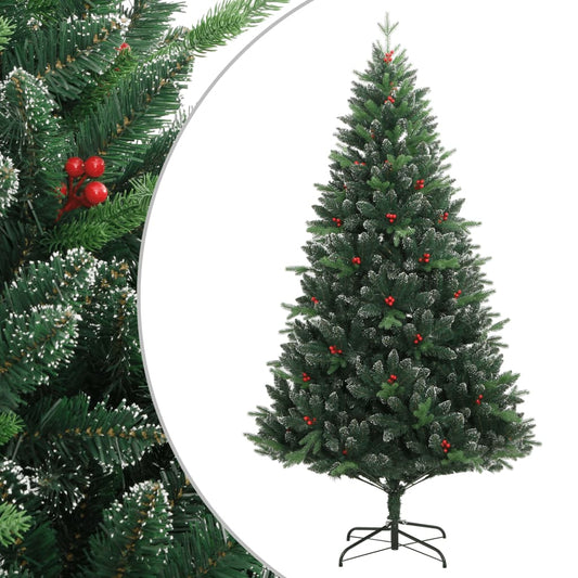 Artificial Christmas tree with hinges and red berries 120 cm