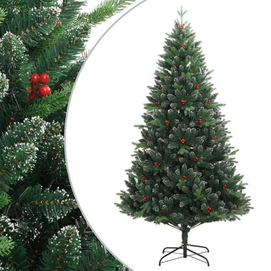 Artificial Christmas tree with hinges and red berries 150 cm