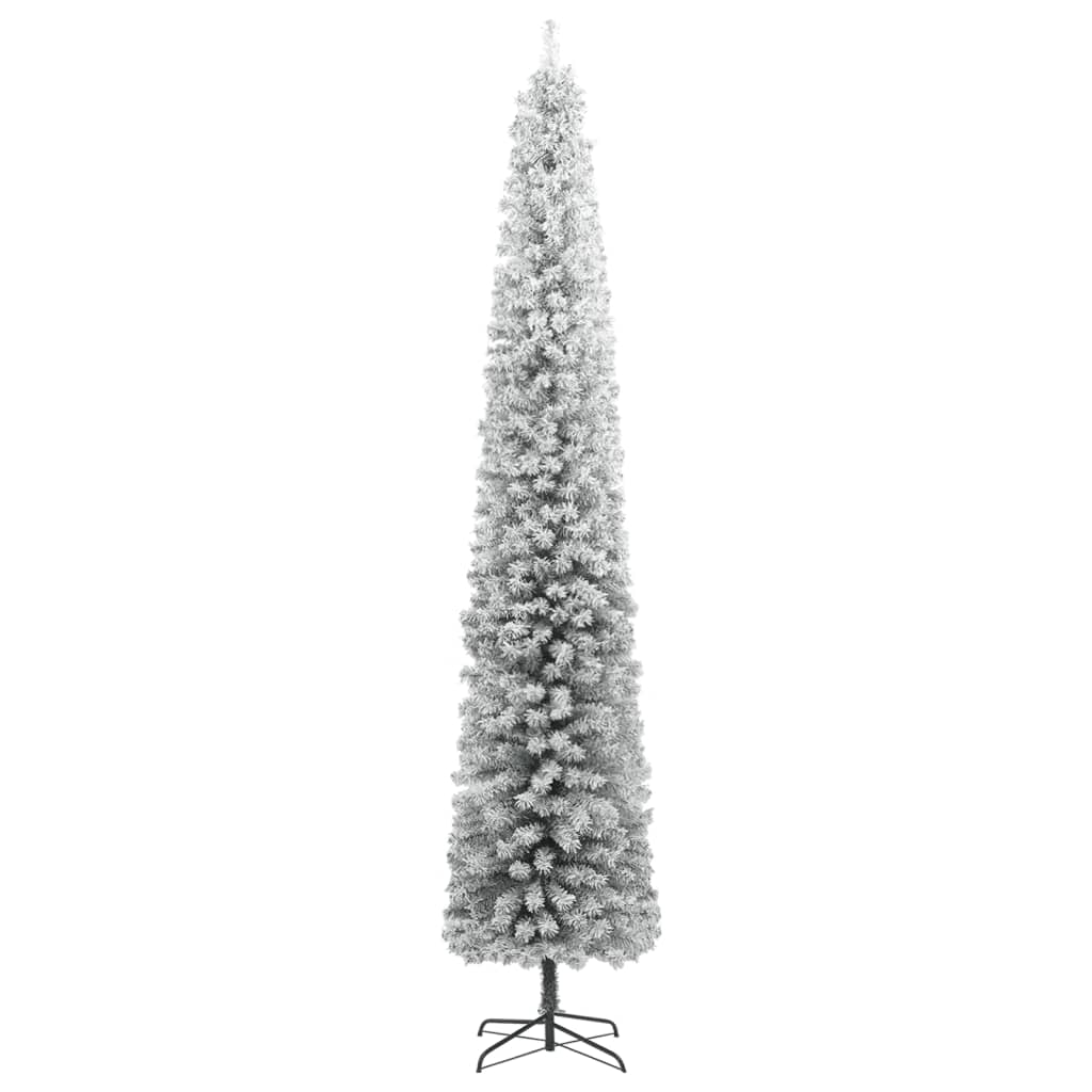 Schmaler künstlicher Weihnachtsbaum mit Ständer und Schnee 300 cm PVC