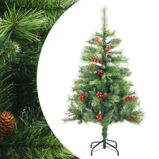 Artificial Christmas tree with hinges, pine cones and berries 150 cm