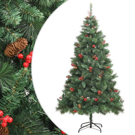 Artificial Christmas tree with hinges, pine cones and berries 180 cm