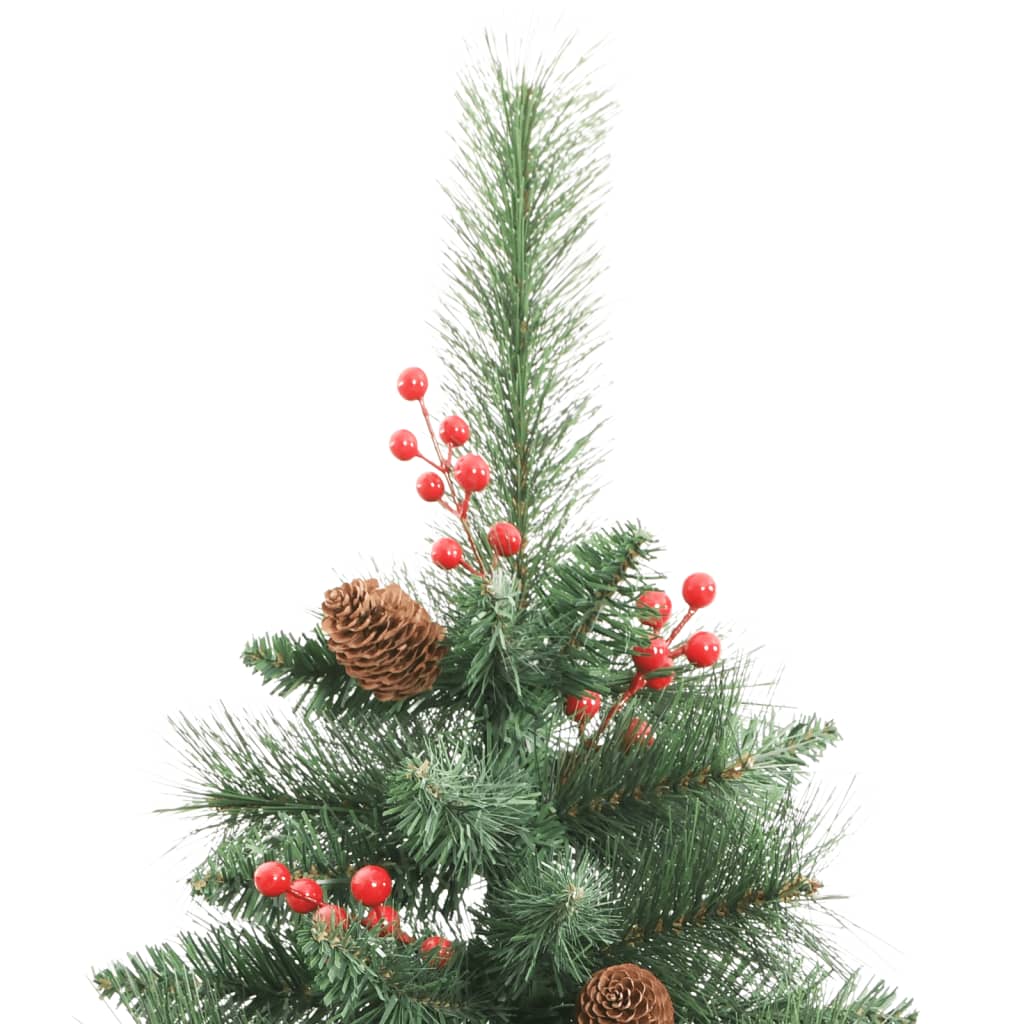 Künstlicher Weihnachtsbaum mit Scharnieren, Tannenzapfen und Beeren 210 cm