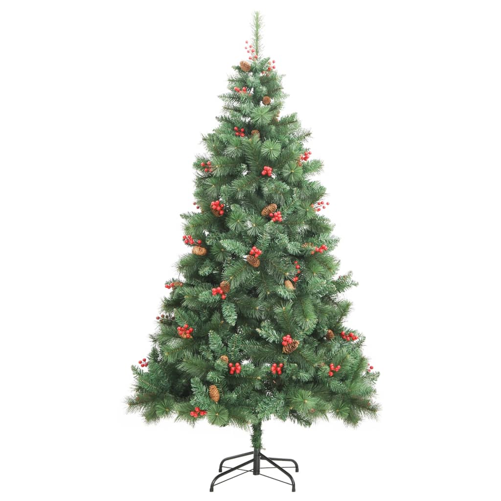 Künstlicher Weihnachtsbaum mit Scharnieren, Tannenzapfen und Beeren 240 cm