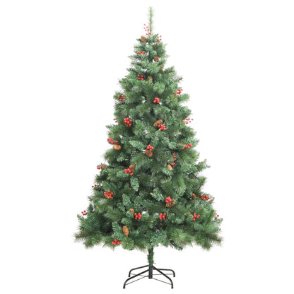 Künstlicher Weihnachtsbaum mit Scharnieren, Tannenzapfen und Beeren 240 cm