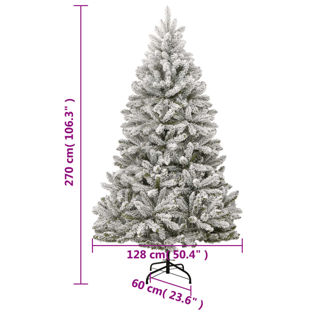 Kunstkerstboom met scharnieren en sneeuw 270 cm