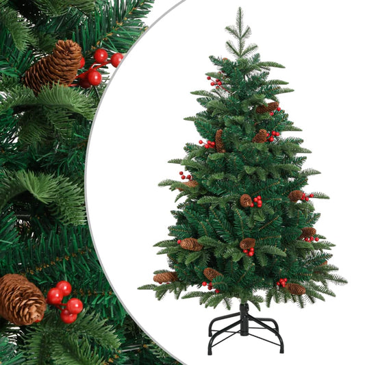 Artificial Christmas tree with hinges, pine cones and berries 150 cm