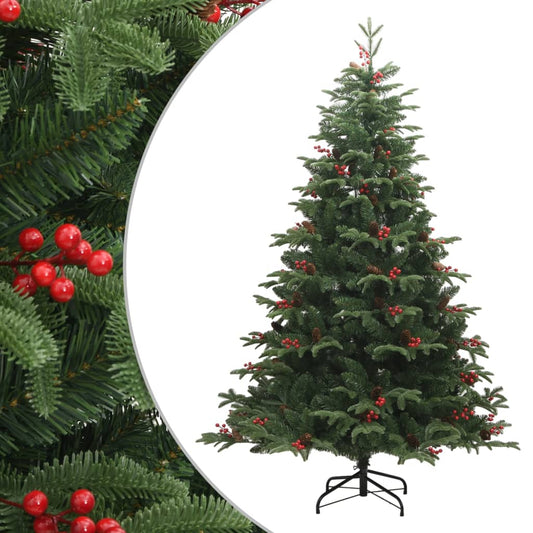 Artificial Christmas tree with hinges, pine cones and berries 180 cm