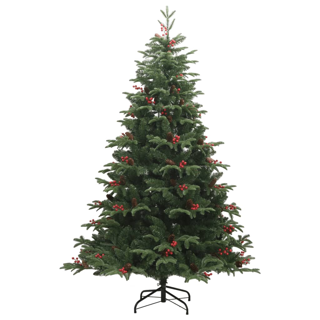 Künstlicher Weihnachtsbaum mit Scharnieren, Tannenzapfen und Beeren 240 cm