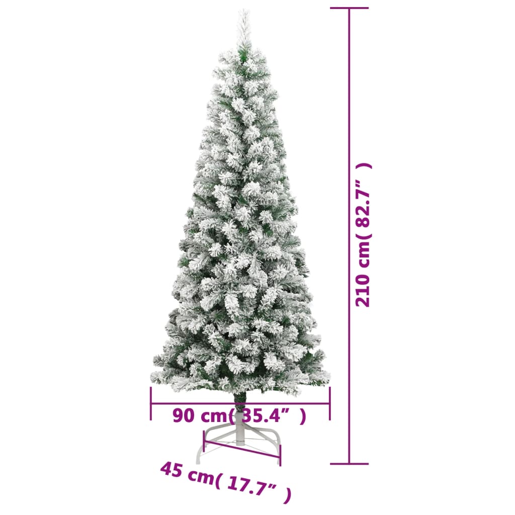 Künstlicher Weihnachtsbaum mit Scharnieren und Schnee 210 cm