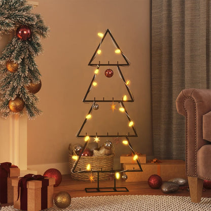 Kerstdecoratie kerstboom 90 cm metaal zwart