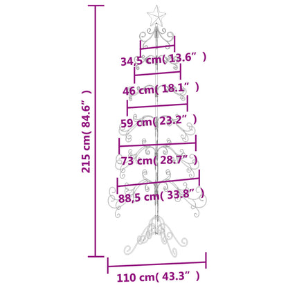 Kerstdecoratie kerstboom 215 cm metaal zwart