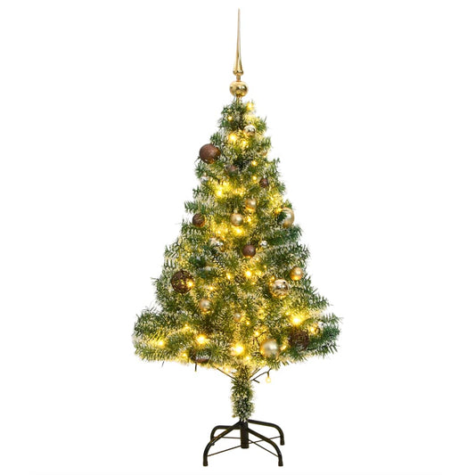 Kunstkerstboom 150 LED's kerstballen en sneeuw 150 cm