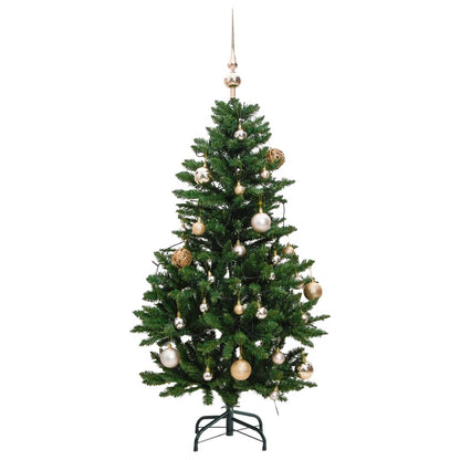 Kunstkerstboom met scharnieren 150 LED en kerstballen 120 cm