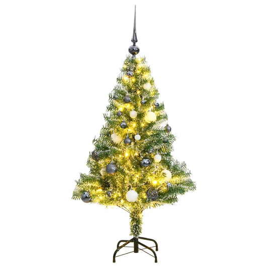 Kunstkerstboom 150 LED's kerstballen en sneeuw 150 cm