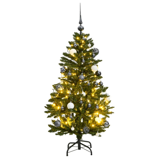 Kunstkerstboom met scharnieren 150 LED en kerstballen 120 cm