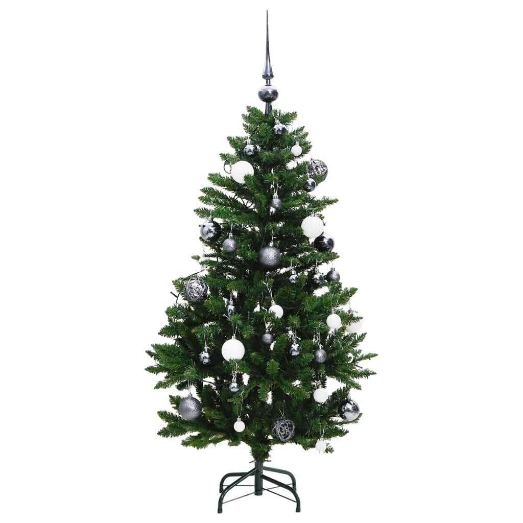 Kunstkerstboom met scharnieren 150 LED en kerstballen 120 cm