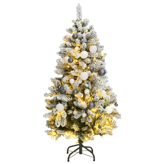 Kunstkerstboom met scharnieren 150 LED's en kerstballen 150 cm