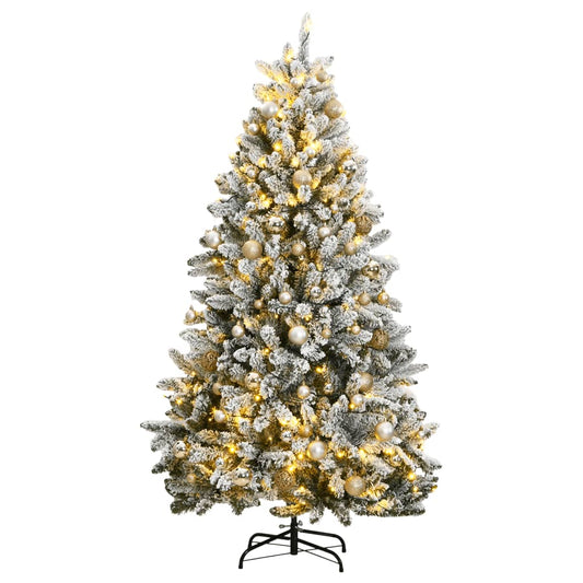 Kunstkerstboom met scharnieren 300 LED's en kerstballen 270 cm