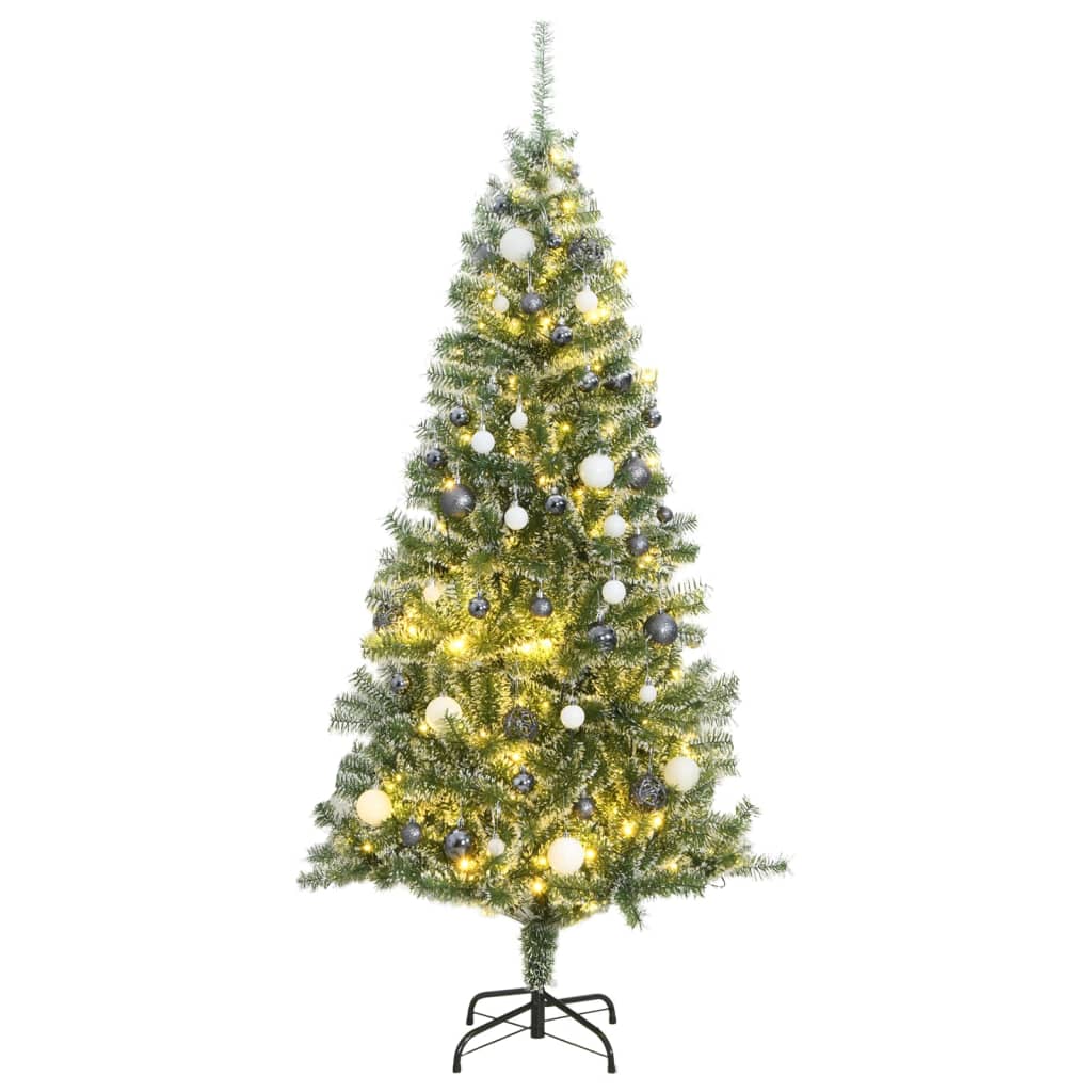 Künstlicher Weihnachtsbaum mit 300 LED Weihnachtskugeln und Schnee 210 cm