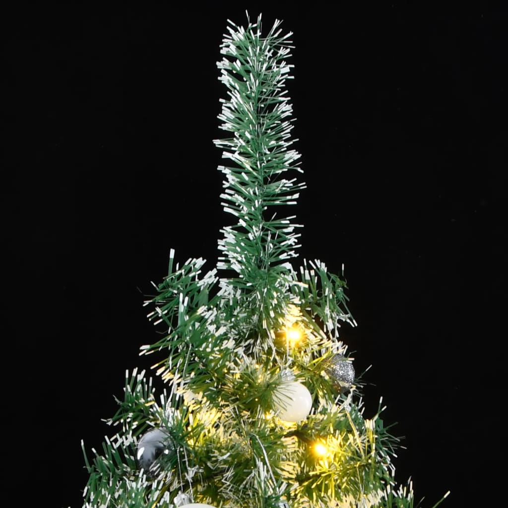 Kunstkerstboom met 300 LED's kerstballen en sneeuw 210 cm