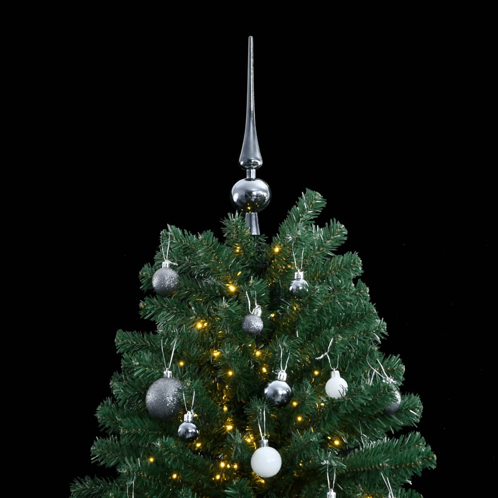 Kunstkerstboom met scharnieren 300 LED's en kerstballen 210 cm