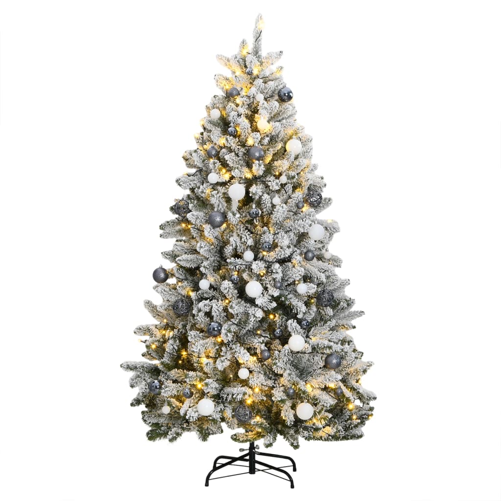 Kunstkerstboom met scharnieren 300 LED's en kerstballen 270 cm