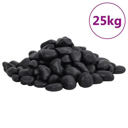 Kieselsteine ​​poliert 2-5 cm 25 kg schwarz