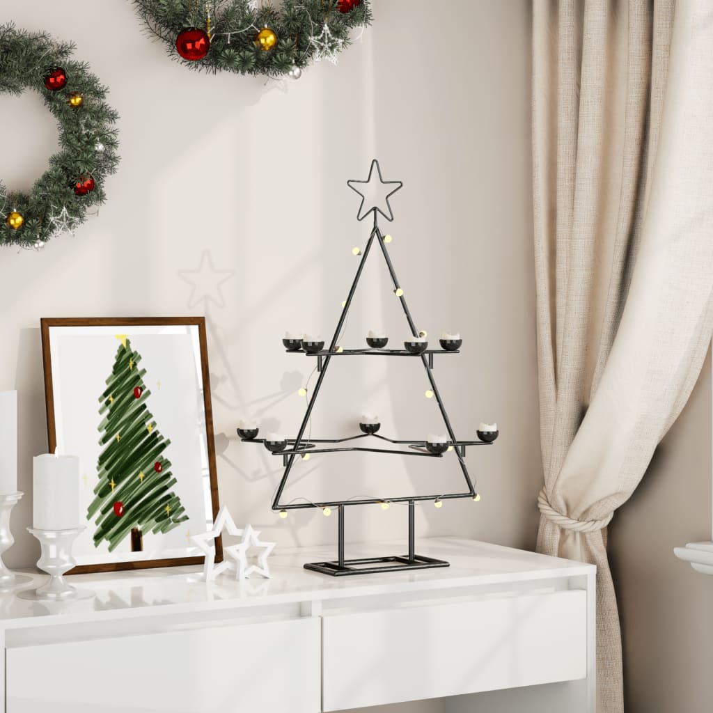 Kerstdecoratie kerstboom 75 cm metaal zwart