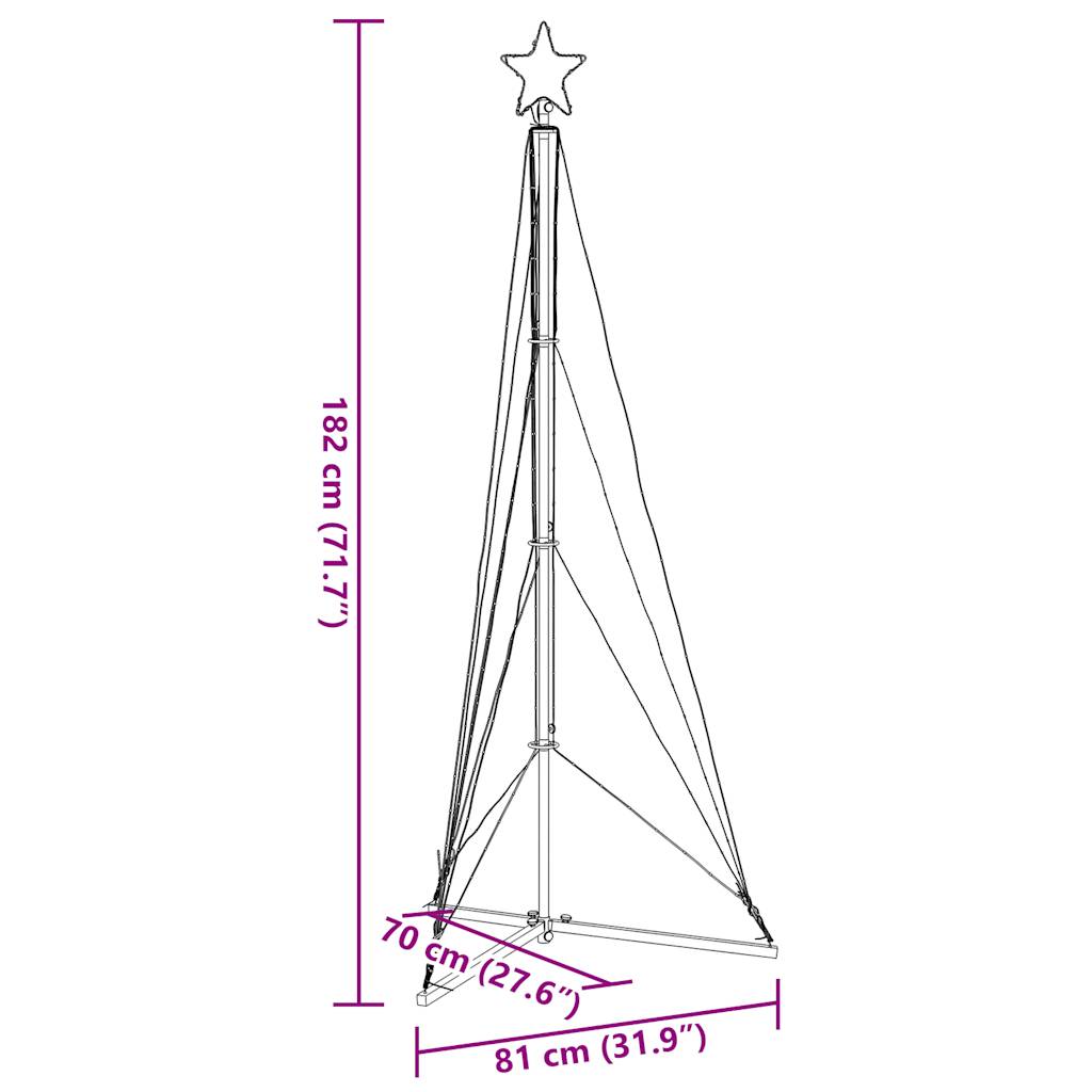 Weihnachtsbaumbeleuchtung 363 warmweiße LEDs 182 cm