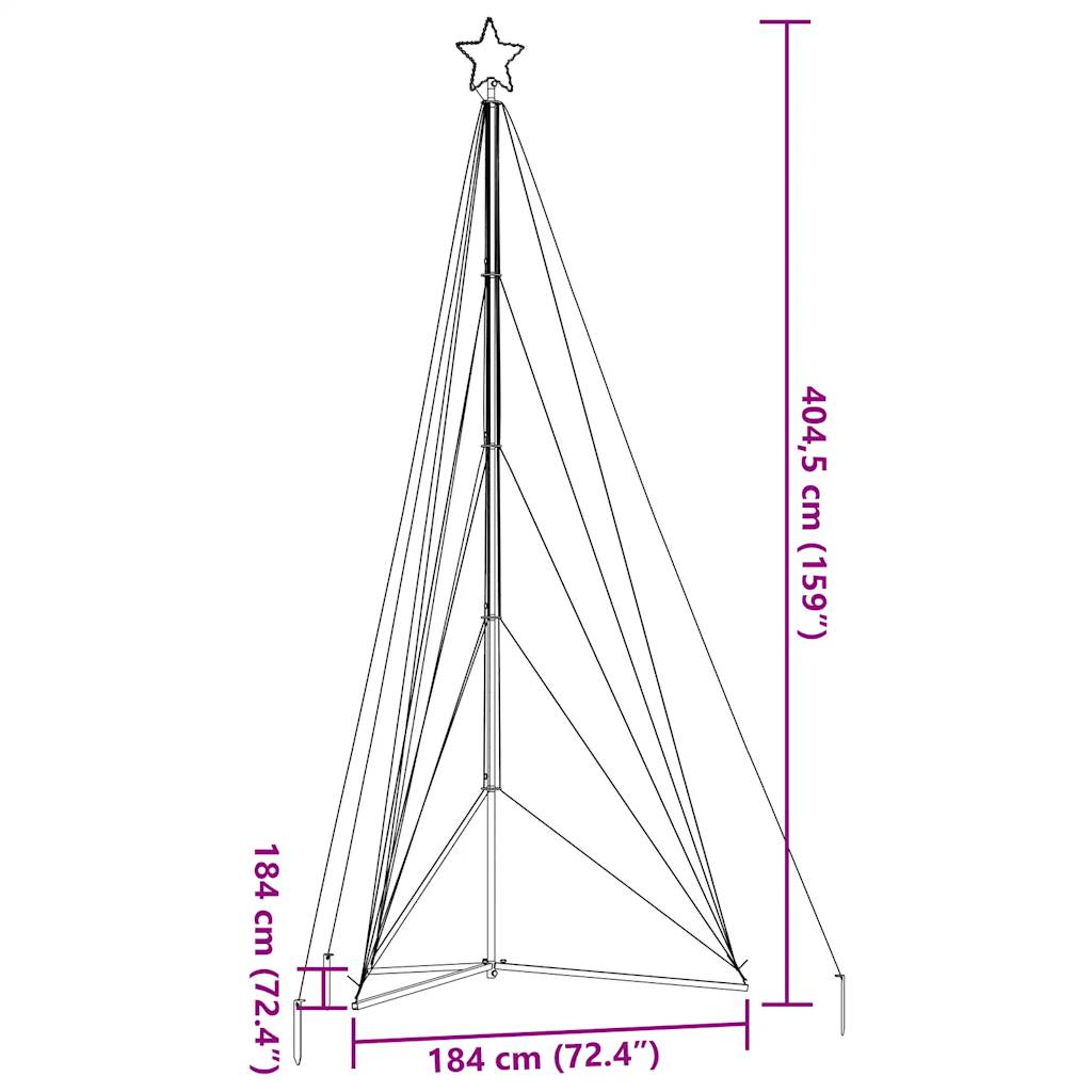 Weihnachtsbaumbeleuchtung 615 warmweiße LEDs 404,5 cm